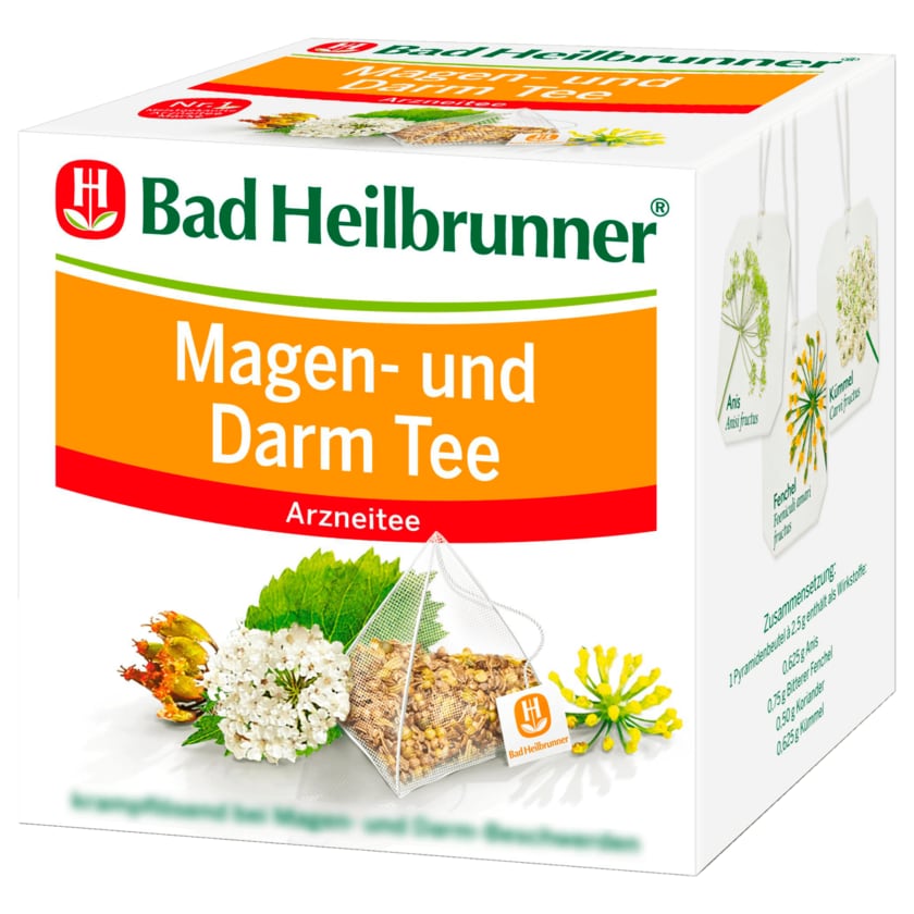 Bad Heilbrunner Arzneitee Magen- und Darm Tee 8x1,8g - 8 Beutel