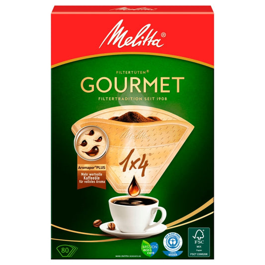 Melitta Filtertüten 1x4 Gourmet naturbraun Plus 80 Stück