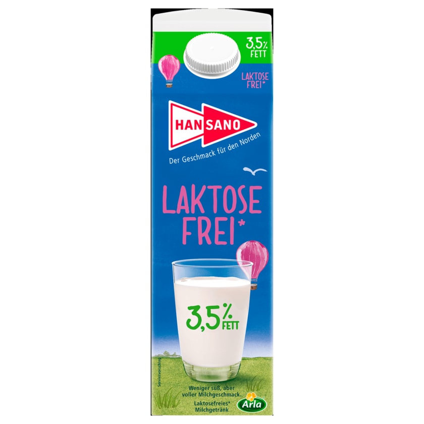 Hansano Laktosefreie Milch 3,5% 1l