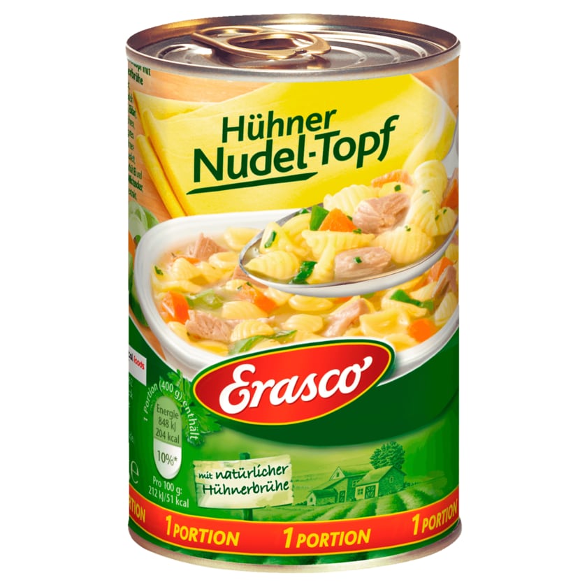 Erasco Hühner-Nudeltopf mit natürlicher Hühnerbrühe 400g