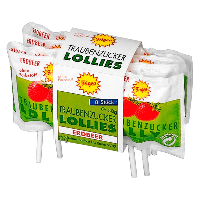 Frigeo Traubenzucker-Lolly Kettenpack Erdbeer 8x7,5g