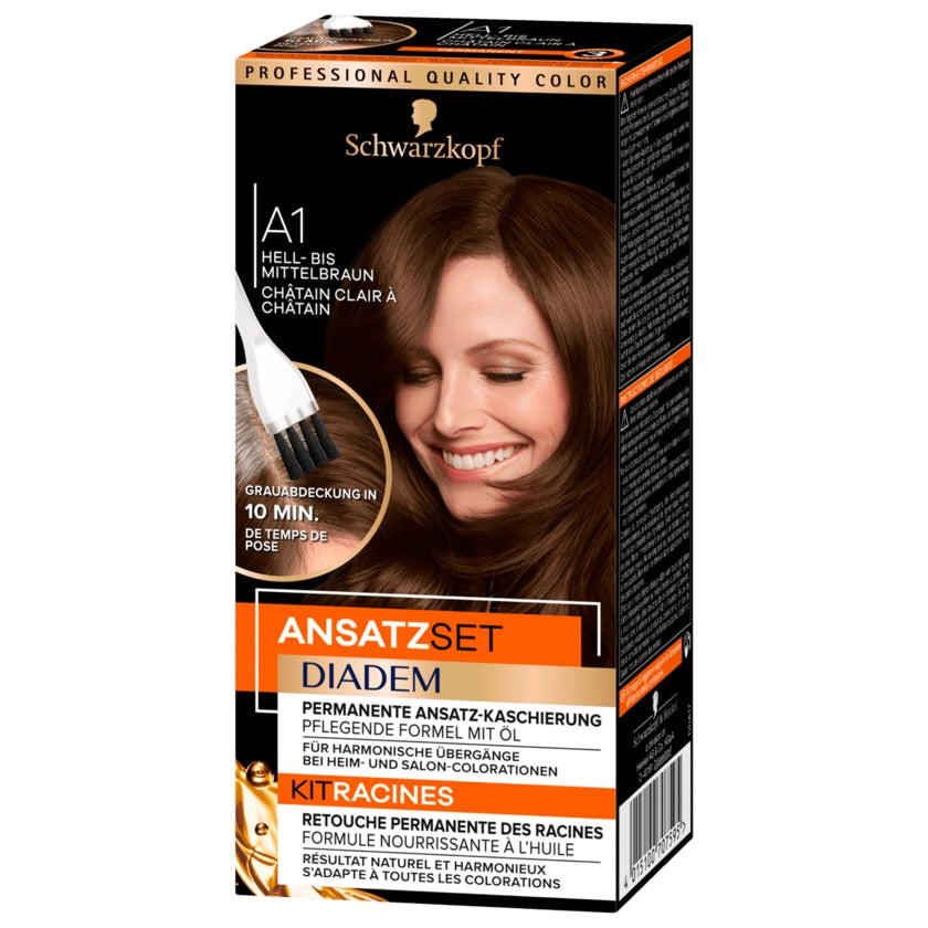 Schwarzkopf Diadem Ansatzset A1 Hell-Bis Mittelbraun 22ml