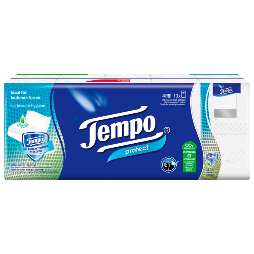 Tempo Taschentücher Protect 4-lagig, 10x9 Tücher