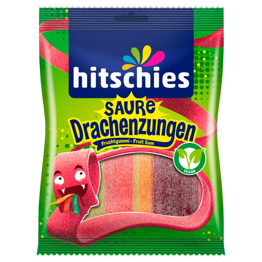 Hitschler Fruchtgummi Bunte Drachenzungen sauer vegan 125g