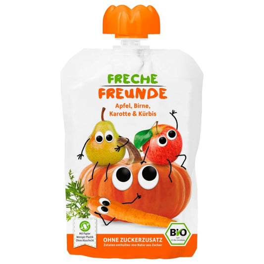 Erdbär Freche Freunde Apfel, Bio Birne, Karotte & Kürbis 100g