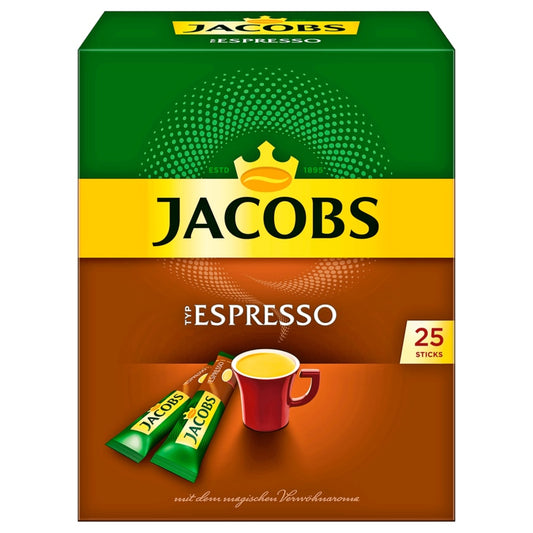 Jacobs löslicher Kaffee Espresso, 25 Instant Kaffee Sticks