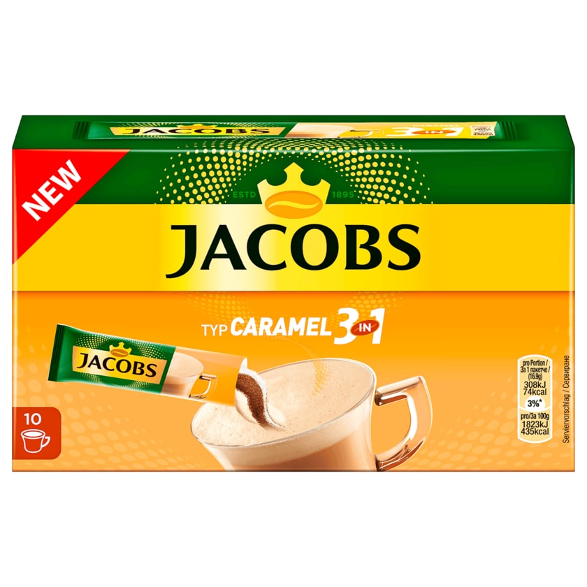 Jacobs Kaffeespezialitäten 3 in 1 Caramel, 10 Sticks