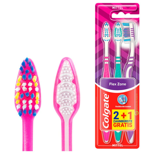 Colgate Zahnbürste Flex Zone Mittel 2+1 Stück