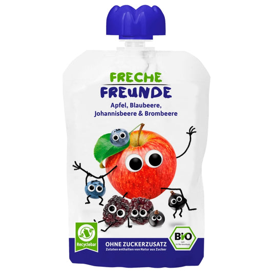 Erdbär Freche Freunde Bio Apfel, Blaubeere, Johannisbeere & Brombeere 100g