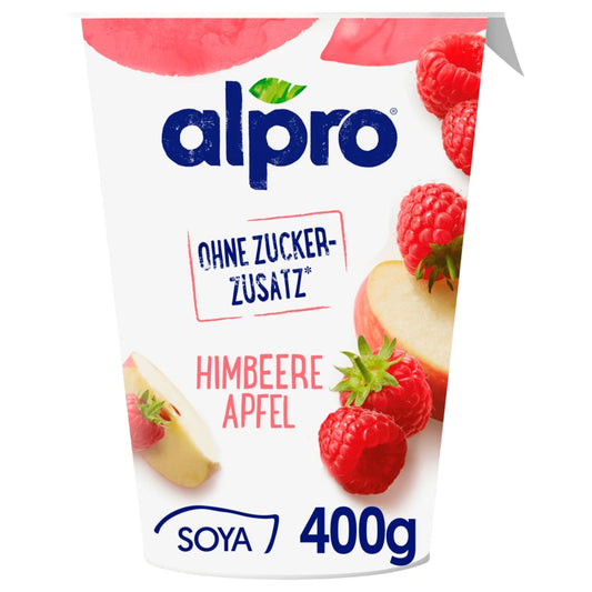 Alpro Soja-Joghurtalternative Himbeere Apfel mehr Frucht & Ohne Zuckerzusatz vegan 400g