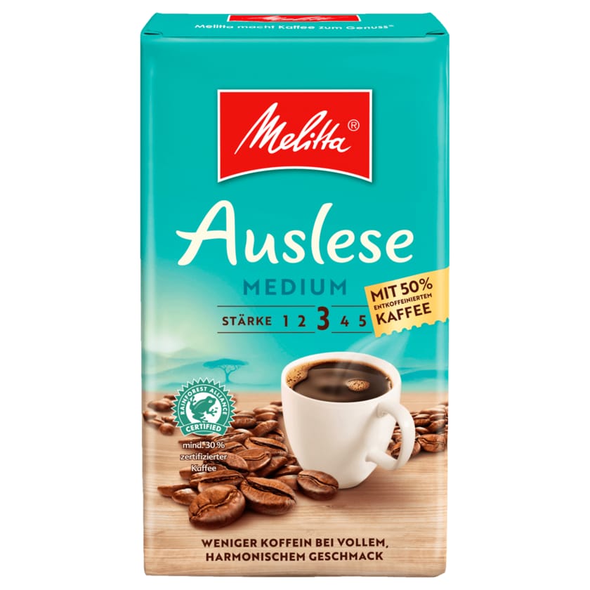 Melitta Auslese Medium mit 50% entkoffeiniertem Kaffee 500g