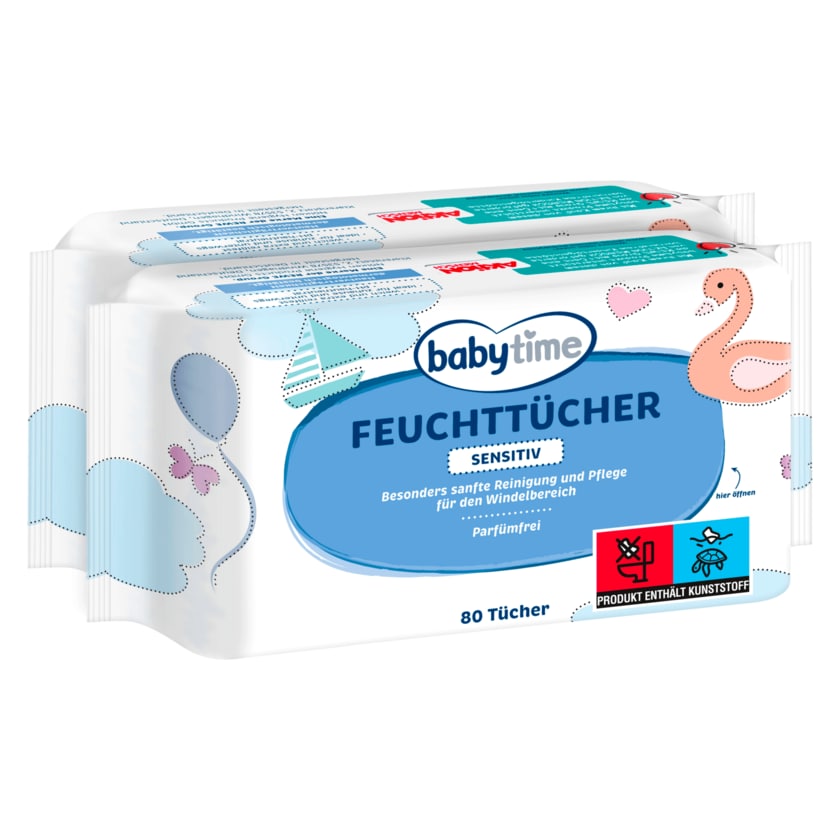 Babytime Feuchttücher sensitiv 2x80 Stück