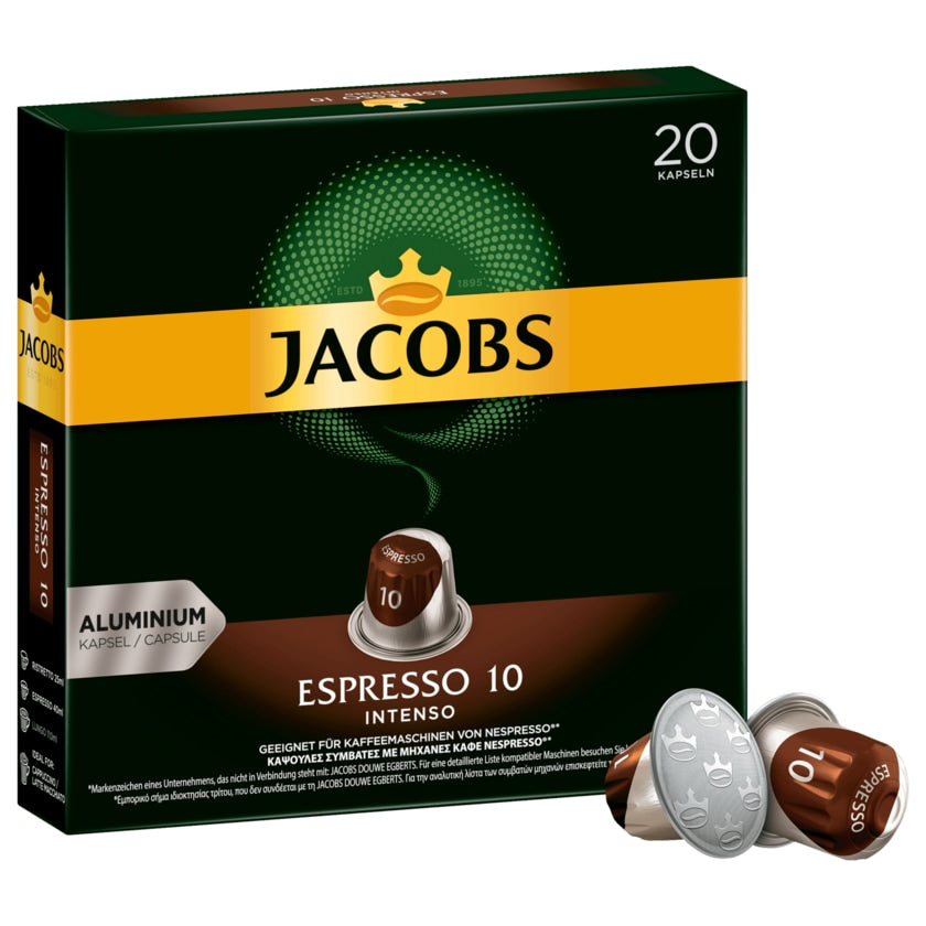 Jacobs Kaffeekapseln Espresso 10 Intenso, 20 Nespresso kompatible Kapseln