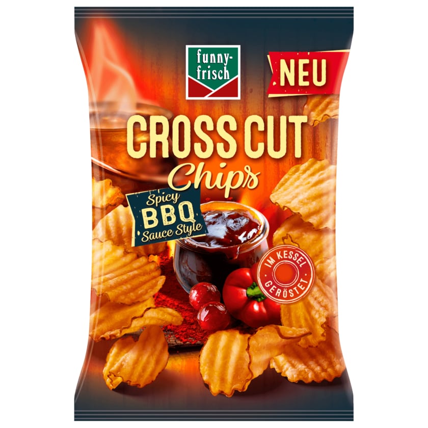 Funny-frisch Kessel Chips Cross Cut Spicy BBQ Sauce Style 120g