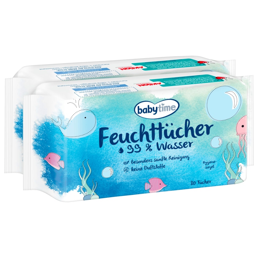 Babytime Feuchttücher 99% Wasser 2x80 Stück