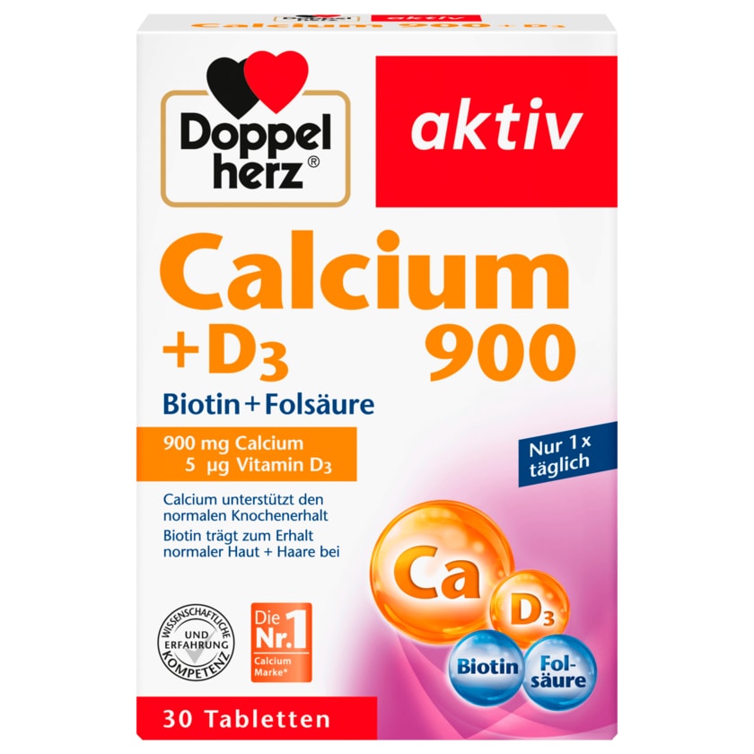 Doppelherz Calcium 900 + D3 Biotin + Folsäure 30 Tabletten