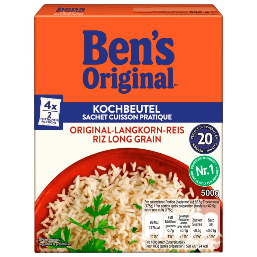 Ben's Original Spitzen-Langkorn-Reis im Beutel 20 Minuten 4x125g