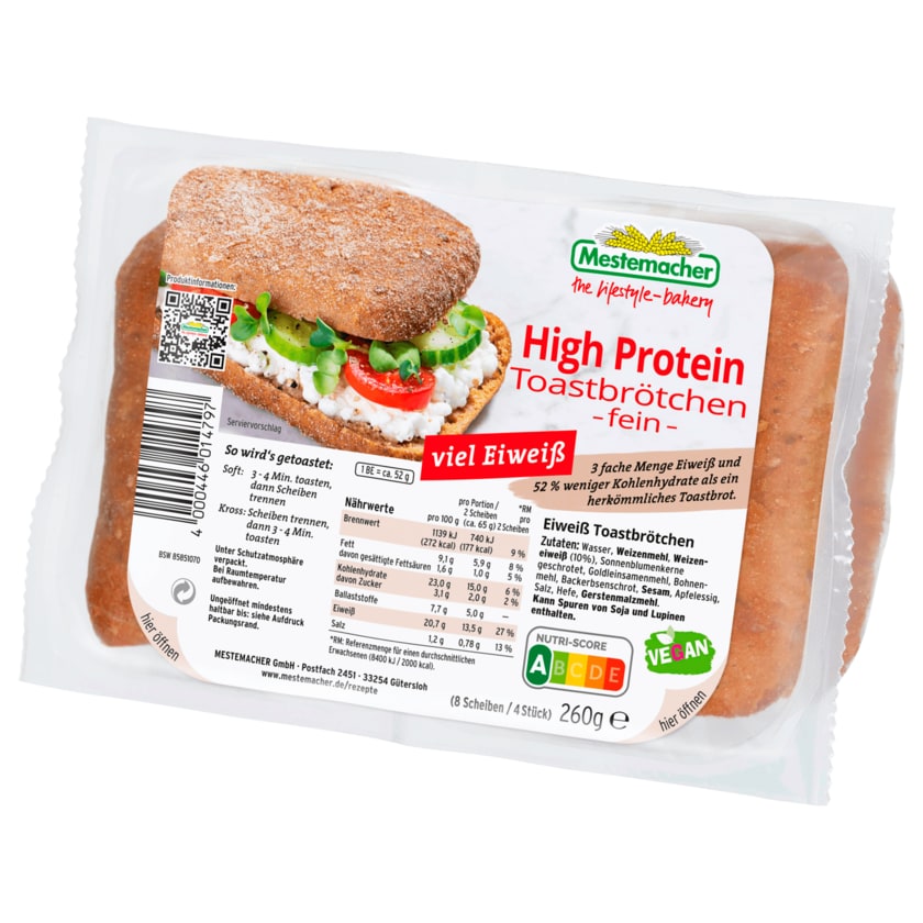 Mestemacher High Protein Toastbrötchen 260g