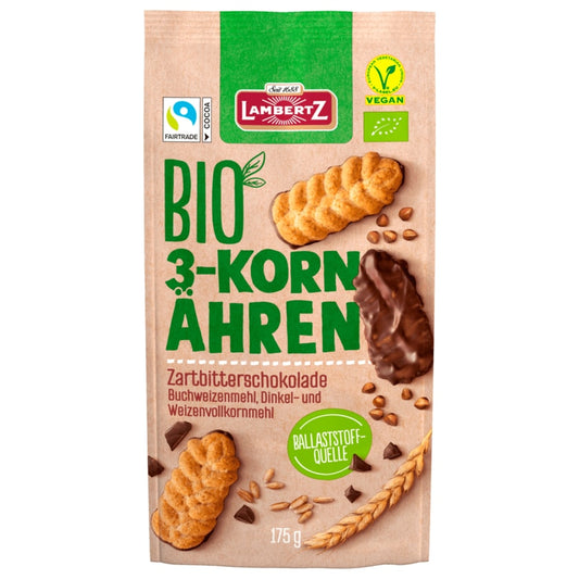 Lambertz Bio 3-Korn Ähren Zartbitterschokolade vegan 175g