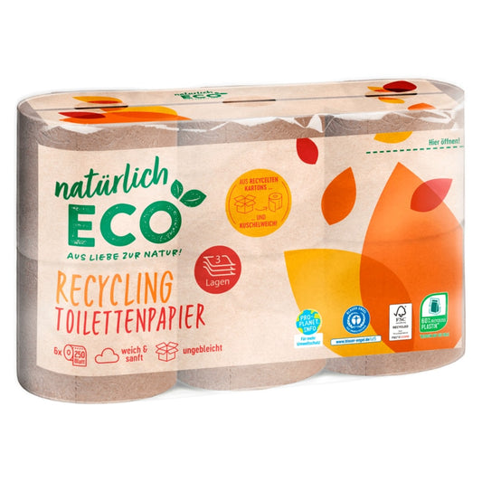 natürlich ECO Recycling Toilettenpapier 3-lagig 6x250...