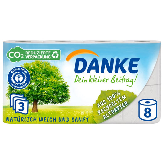 Danke Toilettenpapier 3-lagig 8x150 Blatt