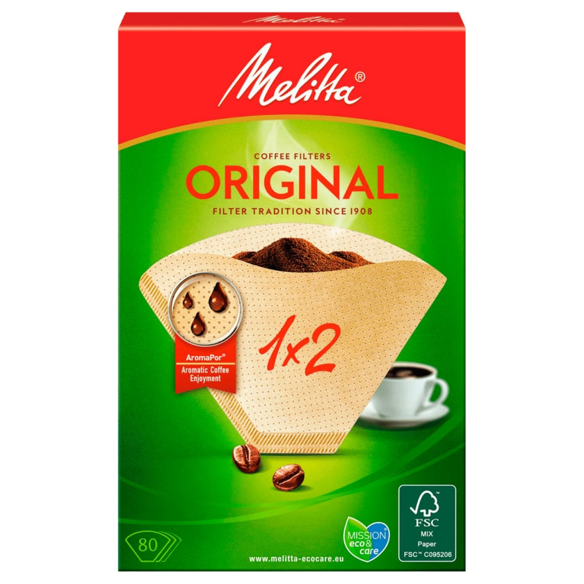 Melitta Filtertüten 1x2 naturbraun 80 Stück